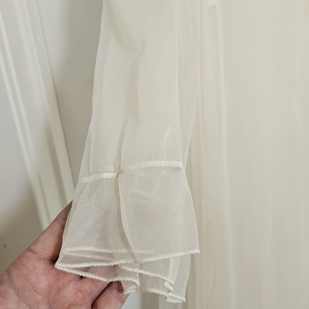 Lace Sheer Robe - Cream - Picture 6 of 8